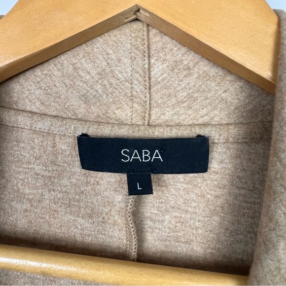 SABA Women’s Wool Rich Blend Cardigan Jacket Tan Cream Felt Long Sleeve Size L - Picture 11 of 14